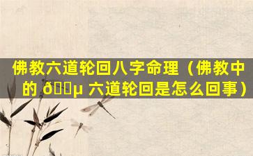 佛教六道轮回八字命理（佛教中的 🐵 六道轮回是怎么回事）